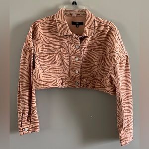 Misguided Crop Denim Jacket Animal Print
